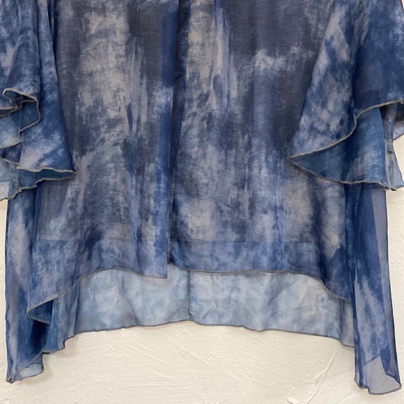 Patrizia Luca Milano Shirt Blue Watercolor Sheer Top Size L - Picture 4 of 17